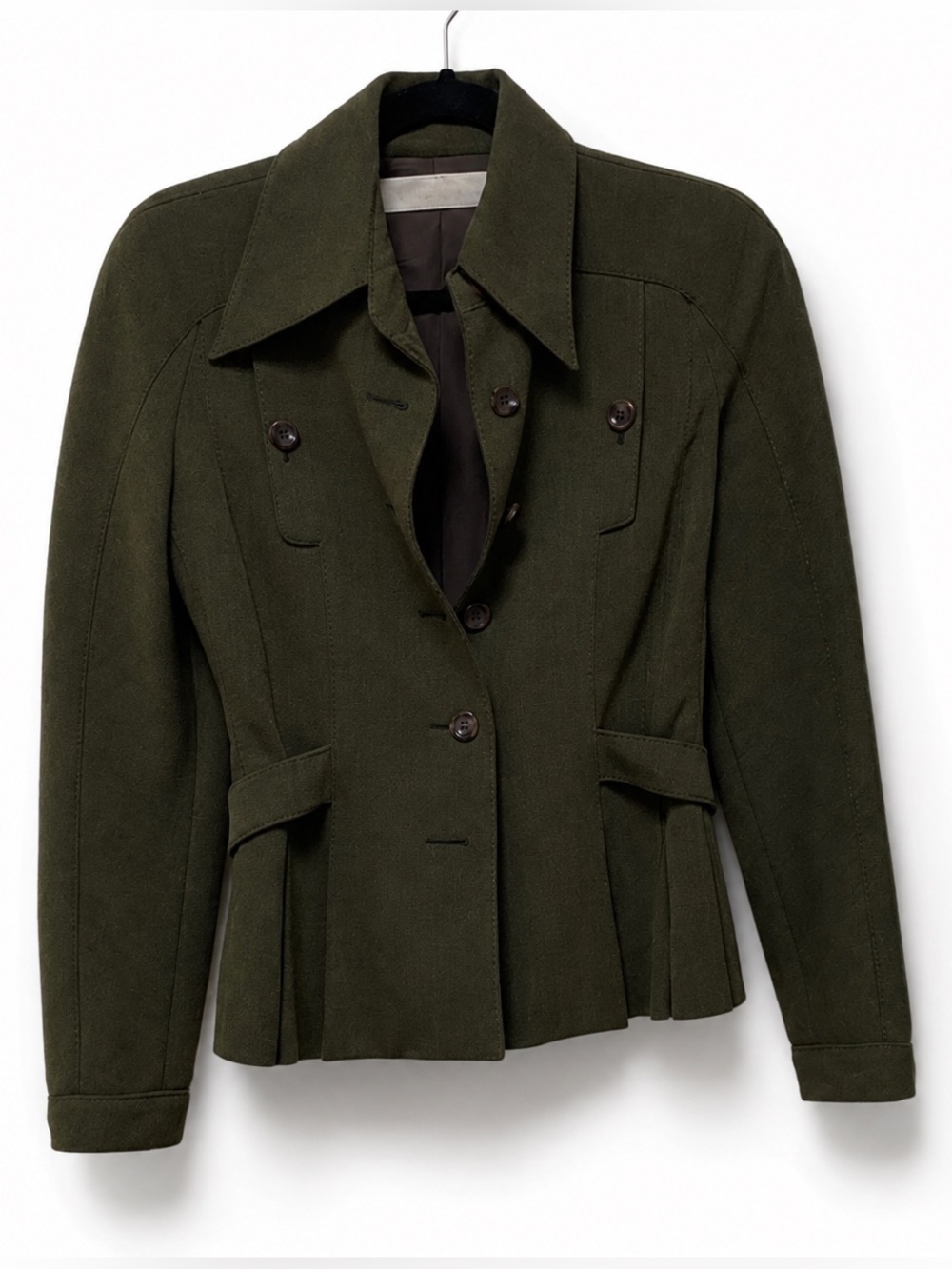 Valentino Olive Green Wool Blazer Jacket